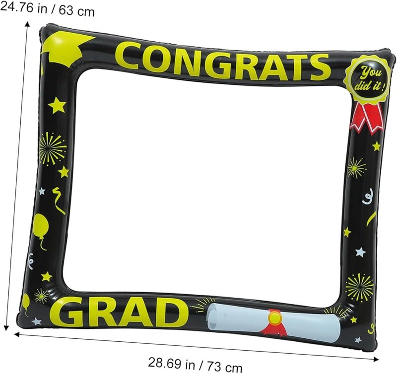 Black Inflatable Graduation Photo Frame Prop Selfie Banner Photography Accessory - Image 2